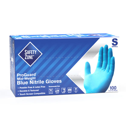 Safety Zone® Nitrile Powder Free 4 mil Exam Gloves, Blue, Small, Case of 1000 (SZNGNPR-SM-1M)