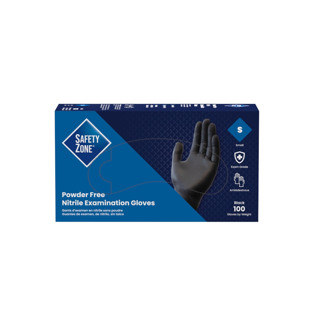 Safety Zone® Nitrile Powder Free 3.5 mil Exam Gloves, Black, Sm, Case of 1000 (SZNGNPR-SM-BK)