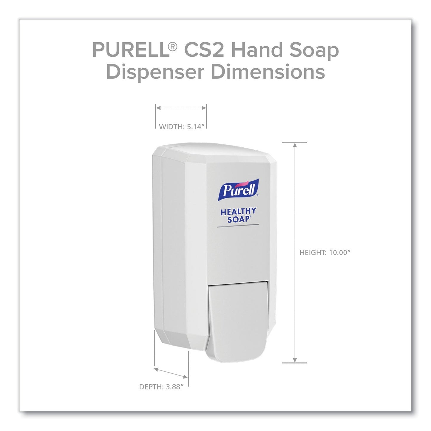 Purell CS2 Healthy Soap Dispenser, 1,000 mL, 5.14" x 3.88" x 10", White, 6/Carton (GOJ413106CT)