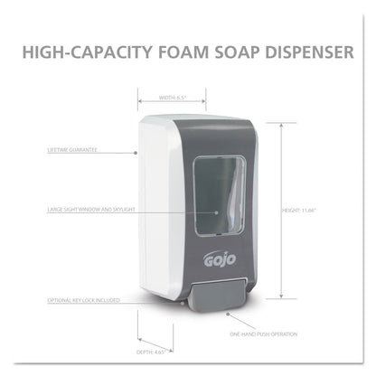 Gojo FMX-20 Soap Dispenser, 2000 mL, 6.5" x 4.7" x 11.7", White/Gray, 6/Carton (GOJ527006)