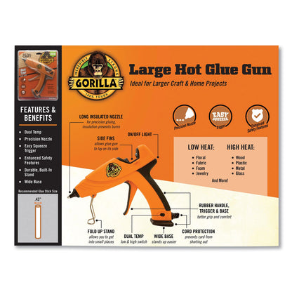 Gorilla Dual Temp Hot Glue Gun, Orange/Black (GOR100424)