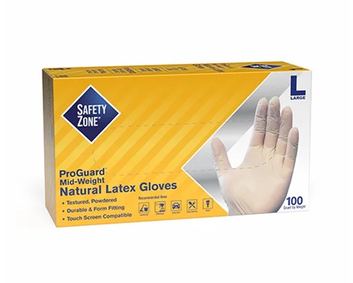 Safety Zone® Latex Powdered Industrial 5 mil Gloves, Natural, Lrg, Case of 1000 (SZNGRDRLG1TCT)