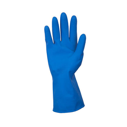 Safety Zone® Latex Flock Lined 16 Mil Gloves, Blue, Med, 12 Pairs (SZNGRFL-MD-1C)