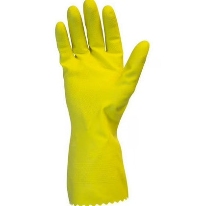 Safety Zone® Flock Lined Latex 20 mil Gloves, Yellow, Med, 12 Pairs (SZNGRFY-MD-2T-RC)