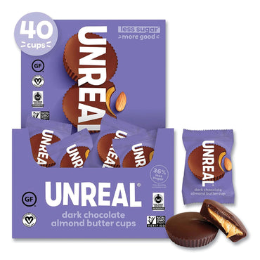 Unreal Dark Chocolate Almond Butter Cups, 0.53 oz, Individually Wrapped, 40/Pack (GRR22002089)
