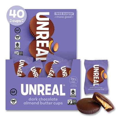 Unreal Dark Chocolate Almond Butter Cups, 0.53 oz, Individually Wrapped, 40/Pack (GRR22002089)