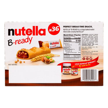 Nutella B-Ready, Hazelnut, 0.7 oz Bag, 36/Carton (GRR22002147)