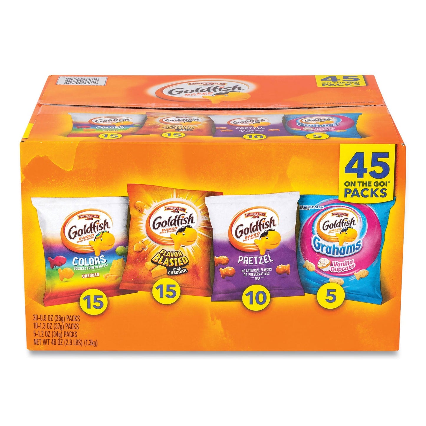 Pepperidge Farm Goldfish Sweet and Savory Variety Pack, Assorted Flavors, 45/Carton (GRR22002172)