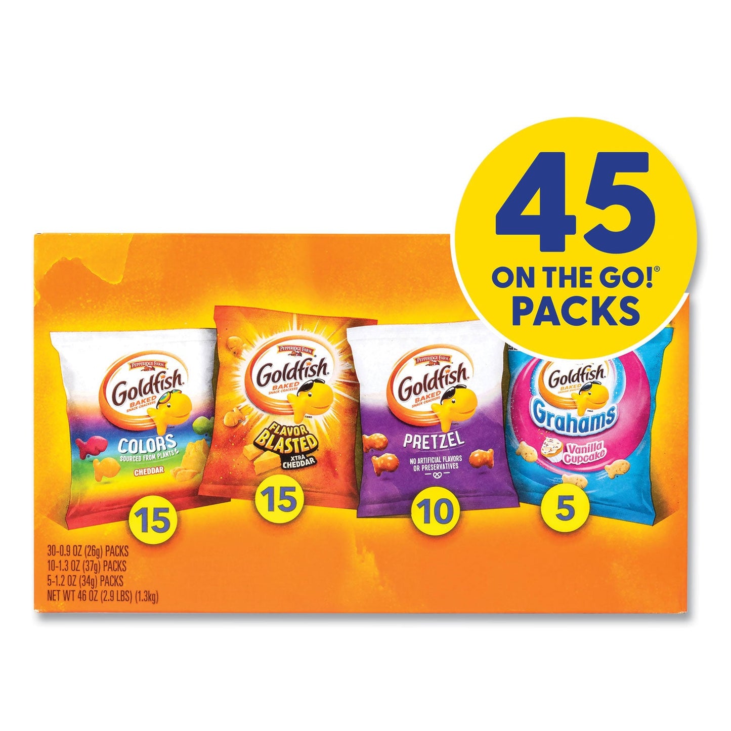 Pepperidge Farm Goldfish Sweet and Savory Variety Pack, Assorted Flavors, 45/Carton (GRR22002172)