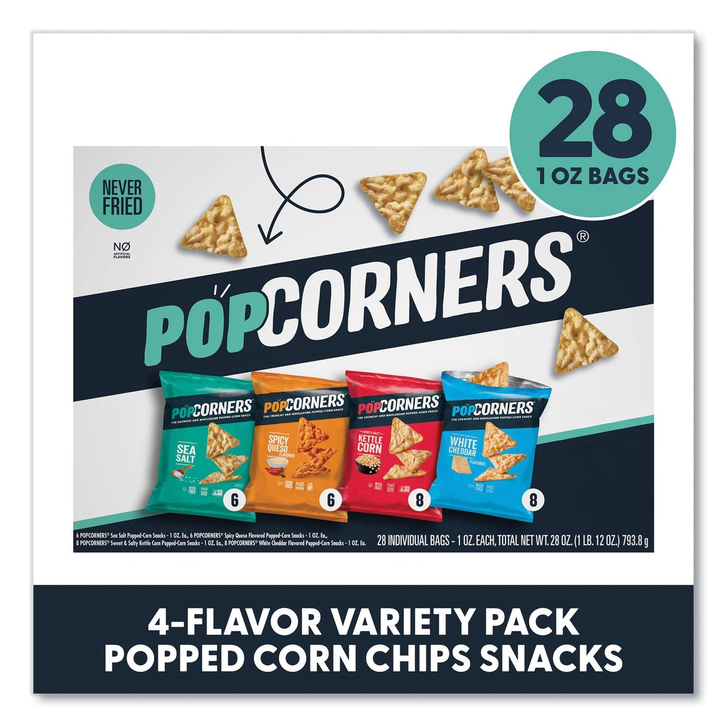 PopCorners Popped Corn Chips Snacks Variety Pack, Assorted Flavors, 1 oz Bag, 28/Pack (GRR22002179)