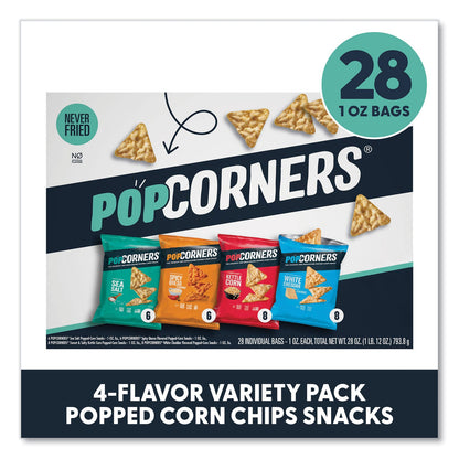 PopCorners Popped Corn Chips Snacks Variety Pack, Assorted Flavors, 1 oz Bag, 28/Pack (GRR22002179)