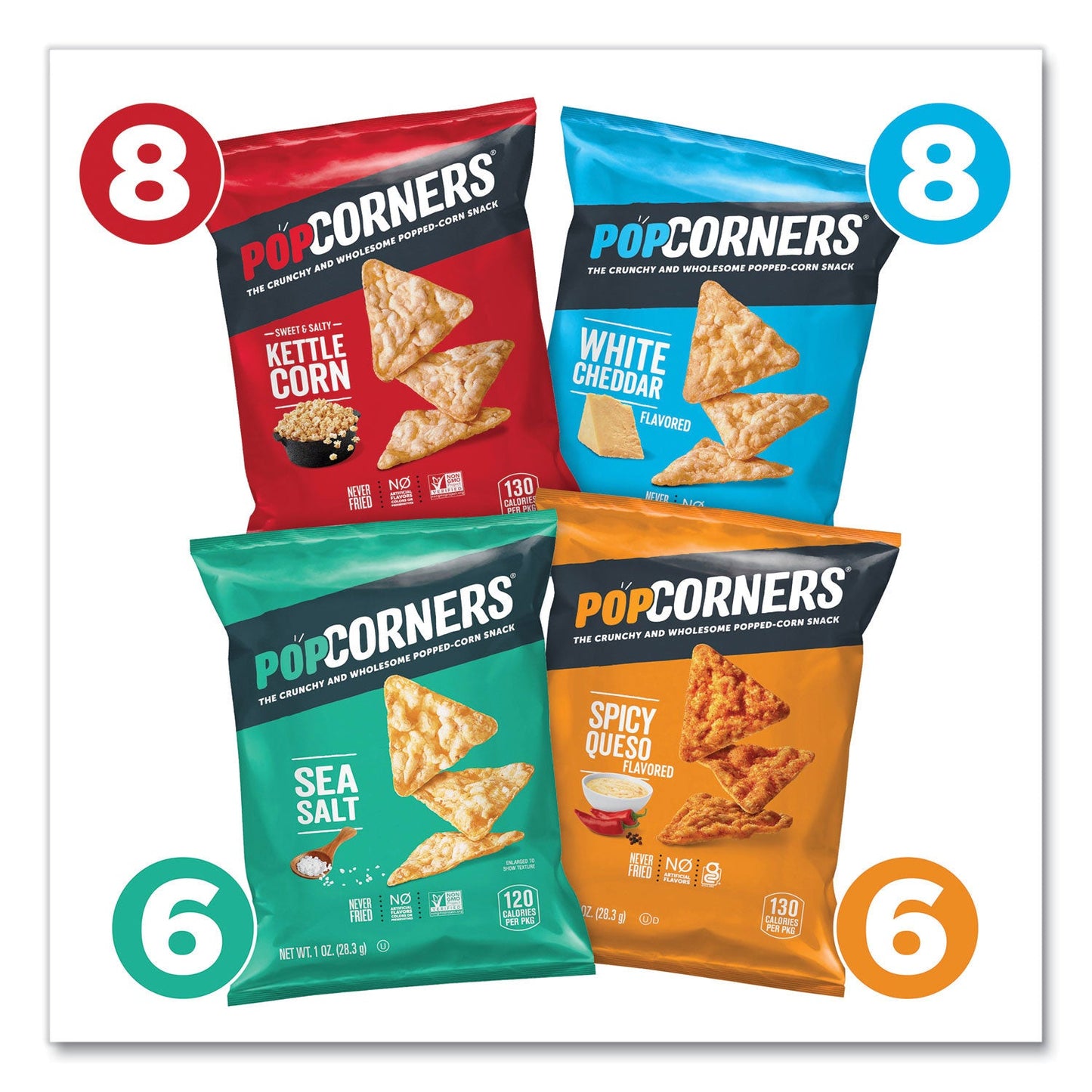 PopCorners Popped Corn Chips Snacks Variety Pack, Assorted Flavors, 1 oz Bag, 28/Pack (GRR22002179)