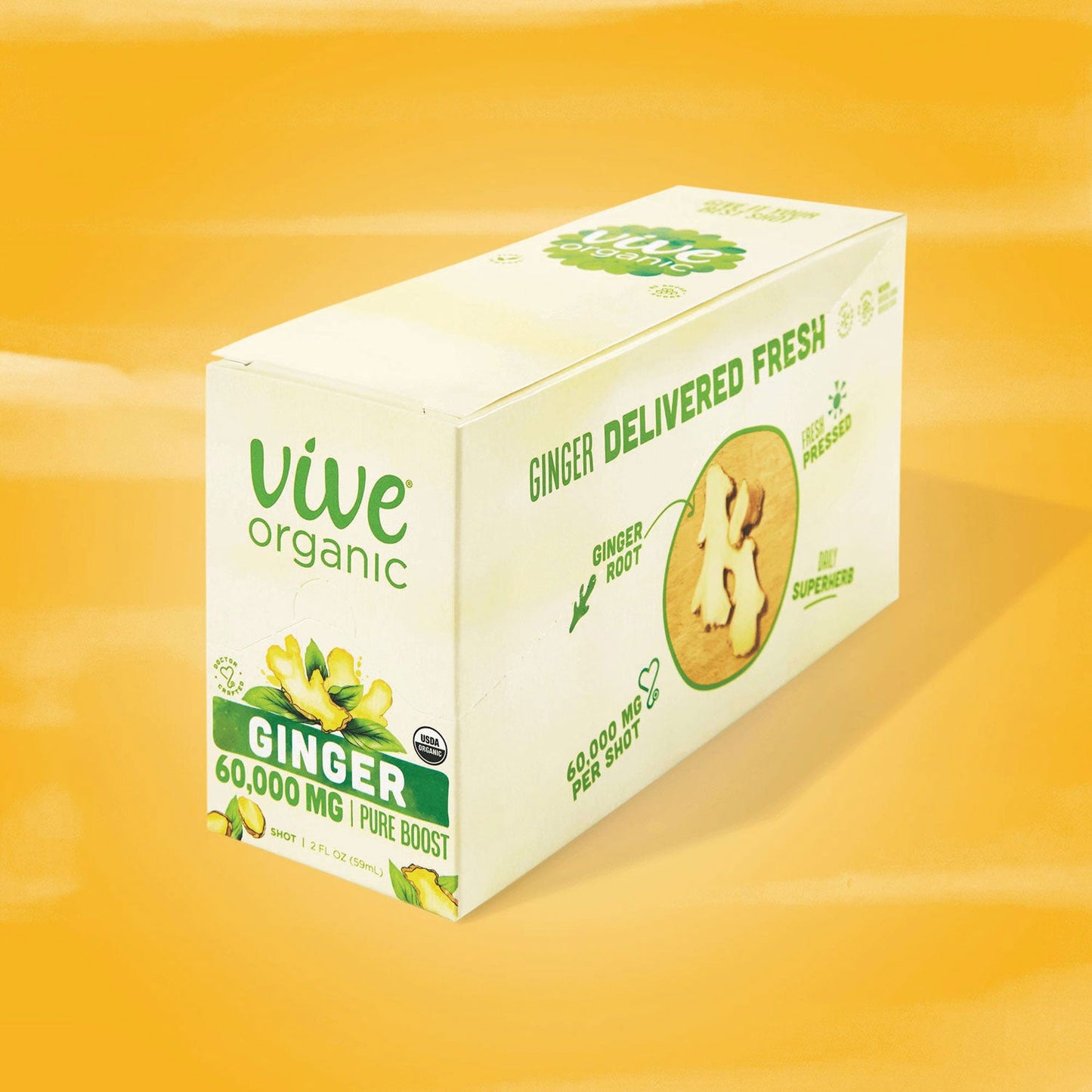 Vive Organic Pure Boost, Ginger, 2 oz Bottle, 12/Carton (GRR34800004)