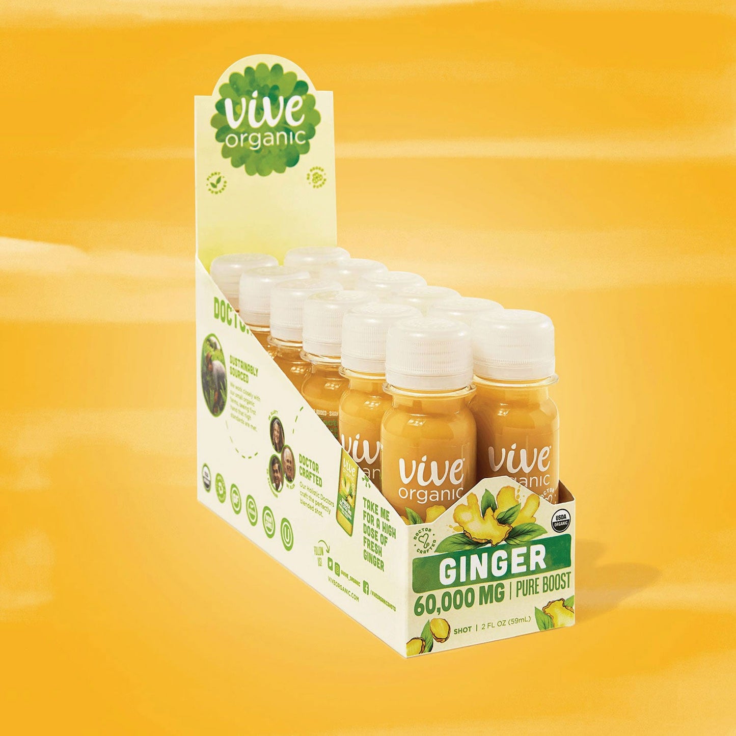 Vive Organic Pure Boost, Ginger, 2 oz Bottle, 12/Carton (GRR34800004)