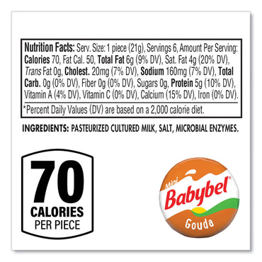 Babybel Gouda, 0.71 oz Individually Wrapped, 6/Bag, 6 Bags/Carton (GRR60000230)