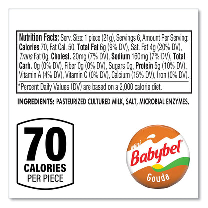 Babybel Gouda, 0.71 oz Individually Wrapped, 6/Bag, 6 Bags/Carton (GRR60000230)