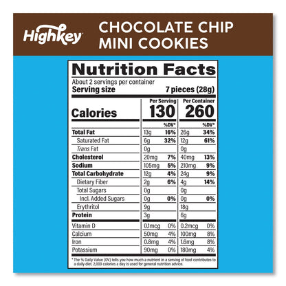 HighKey Chocolate Chip Cookies, 2 oz, Bag, 6/Carton (GRR60000270)