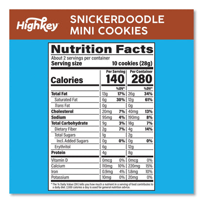 HighKey Snickerdoodle Cookies, Snickerdoodle, 2 oz Bag, 6/Carton (GRR60000271)