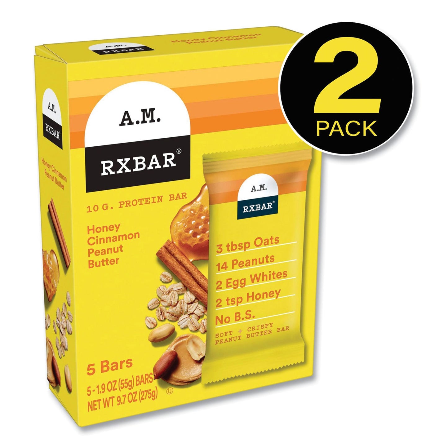 Kellogg's Adult Bars, Honey Cinnamon Peanut Butter, 1.9 oz Bar, 5 Bars/Packs, 2 Packs/Carton (GRR60000748)