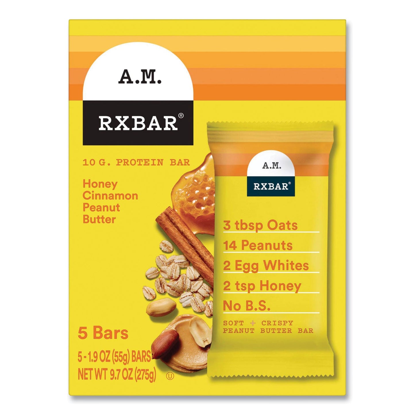 Kellogg's Adult Bars, Honey Cinnamon Peanut Butter, 1.9 oz Bar, 5 Bars/Packs, 2 Packs/Carton (GRR60000748)