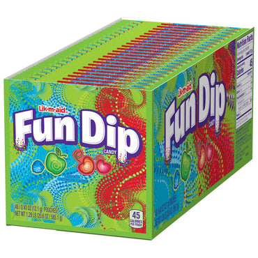 Lik-m-aid Fun Dip Candy, Assorted Flavors, 0.43 oz Pouch, 48/Box, 2 Boxes/Carton (GRR60004068)