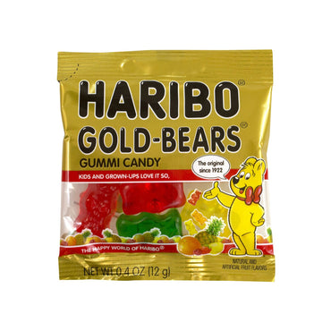Haribo Goldbears Gummi Candy, Assorted Flavors, 0.4 oz Pouch, 54/Tub, 2 Tubs/Carton (GRR60004073)