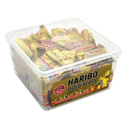 Haribo Goldbears Gummi Candy, Assorted Flavors, 0.4 oz Pouch, 54/Tub, 2 Tubs/Carton (GRR60004073)
