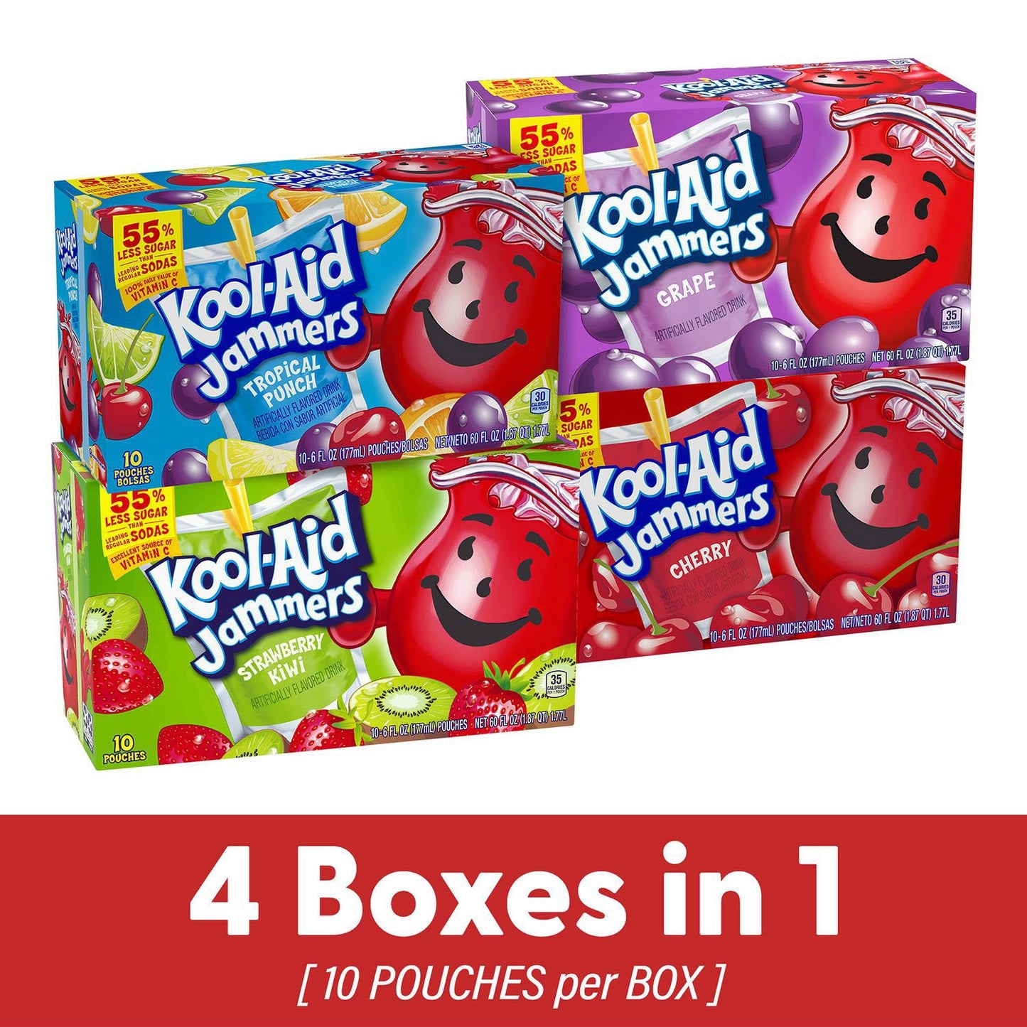 Kool-Aid Jammers Juice Pouch Variety Pack, 6 oz Pouch, 80/Carton (GRR60004076)