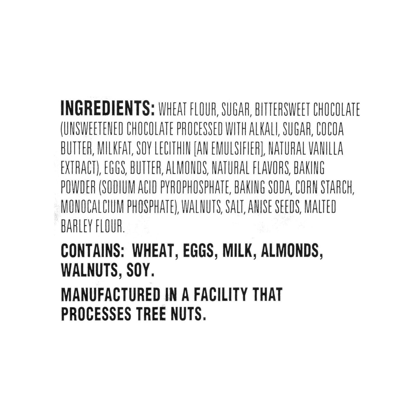 Nonni's Biscotti, Dark Chocolate Almond, 0.88 oz Packet, 25/Tub, 2 Tubs/Carton (GRR60004079)