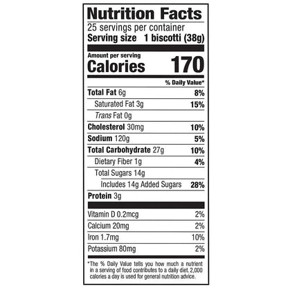 Nonni's Biscotti, Dark Chocolate Almond, 0.88 oz Packet, 25/Tub, 2 Tubs/Carton (GRR60004079)