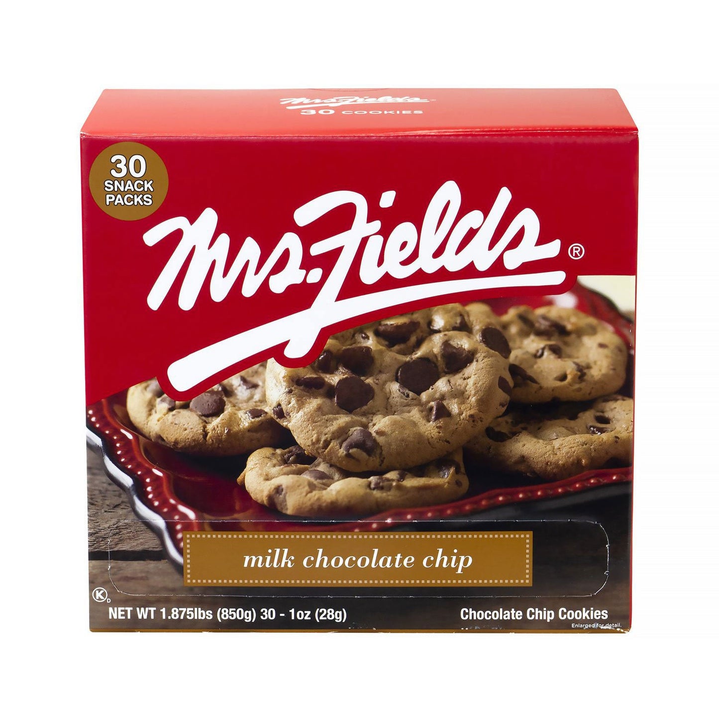 Mrs. Fields Cookies, Milk Chocolate Chip, 1 oz Individually Wrapped, 30/Box, 2 Boxes/Carton (GRR60004080)
