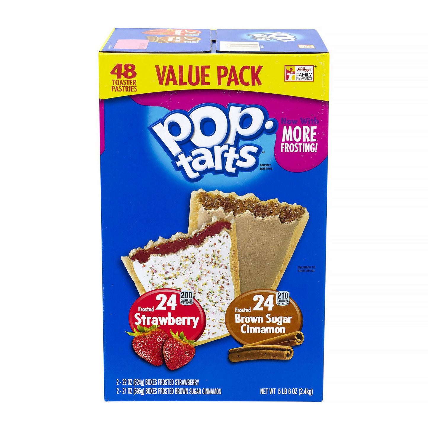 Kellogg's Pop Tarts, Brown Sugar Cinnamon/Strawberry, 2/Pouch, 24 Pouches Box, 2 Boxes/Carton (GRR60004083)