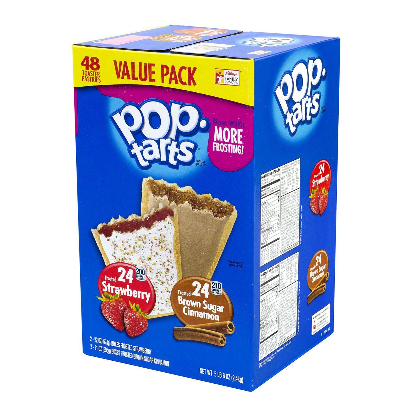 Kellogg's Pop Tarts, Brown Sugar Cinnamon/Strawberry, 2/Pouch, 24 Pouches Box, 2 Boxes/Carton (GRR60004083)