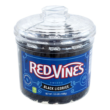 Red Vines Black Licorice Twists, 3.5 lb Jar, 2/Carton (GRR60004084)