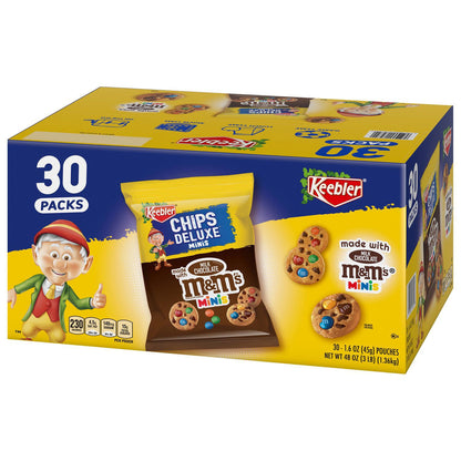Keebler M&M Cookie Packs, Chocolate, 1.6 oz Pouch, 30/Box, 2 Boxes/Carton (GRR60004085)