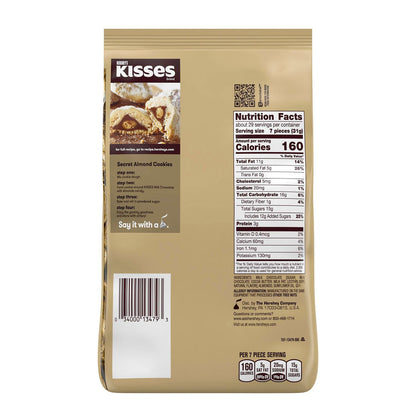Hershey's KISSES with Almonds, Milk Chocolate, 32 oz Pack, 2 Packs/Carton (GRR60004091)
