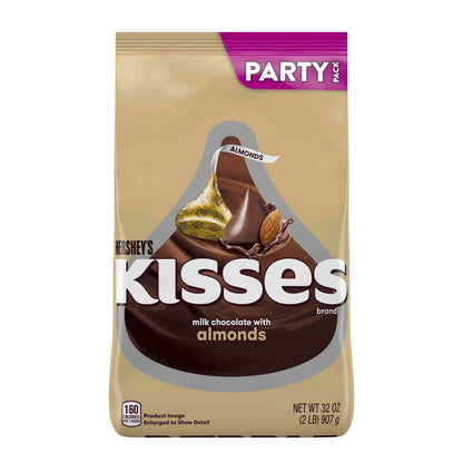 Hershey's KISSES with Almonds, Milk Chocolate, 32 oz Pack, 2 Packs/Carton (GRR60004091)