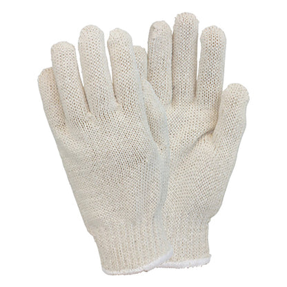 Safety Zone® Medium Weight Cotton Polyester String Knit Gloves, Natural, Mens, 12 Pairs (SZNGSMW-MN-2P-NRB)