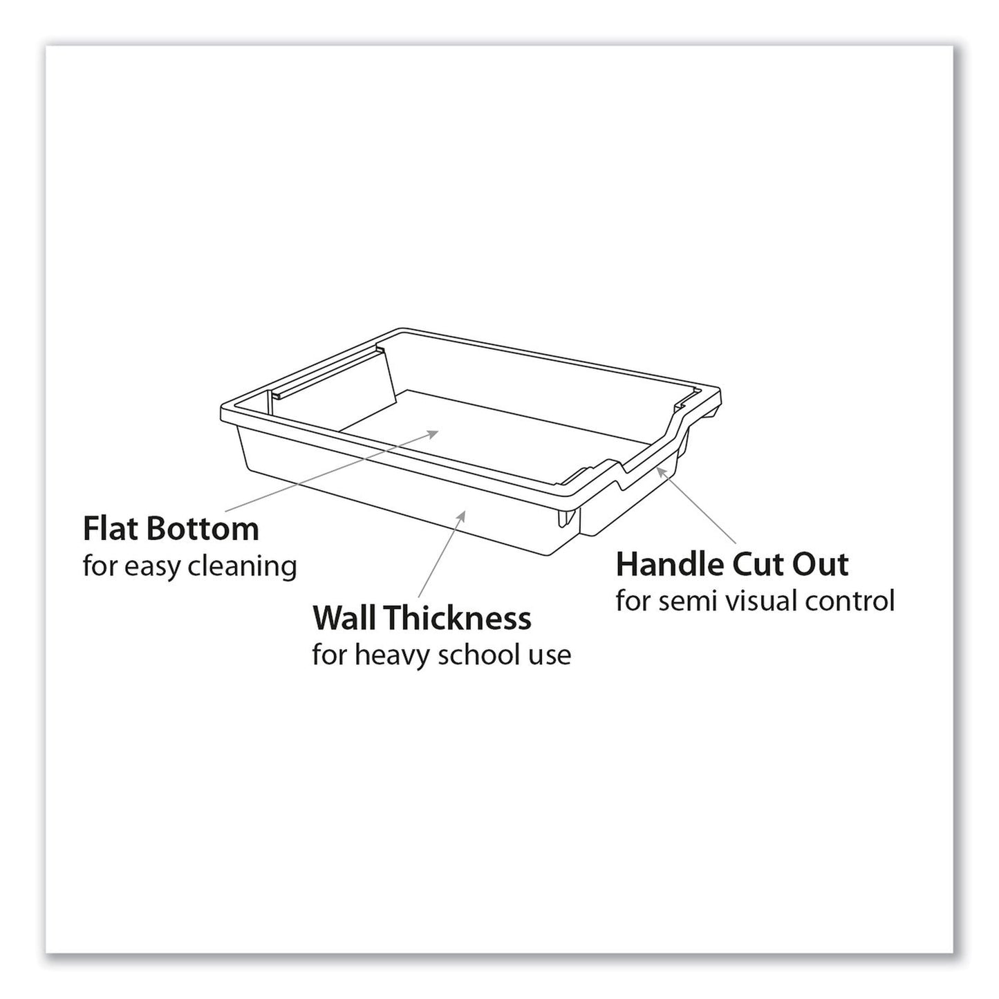 Gratnells F1 Shallow Trays for Gratnells Storage Frames and Trolleys, 1 Section, 1.85 gal, 12.28" x 16.81" x 3.25", Light Gray, 8/Pack (GTSFS0119P8)