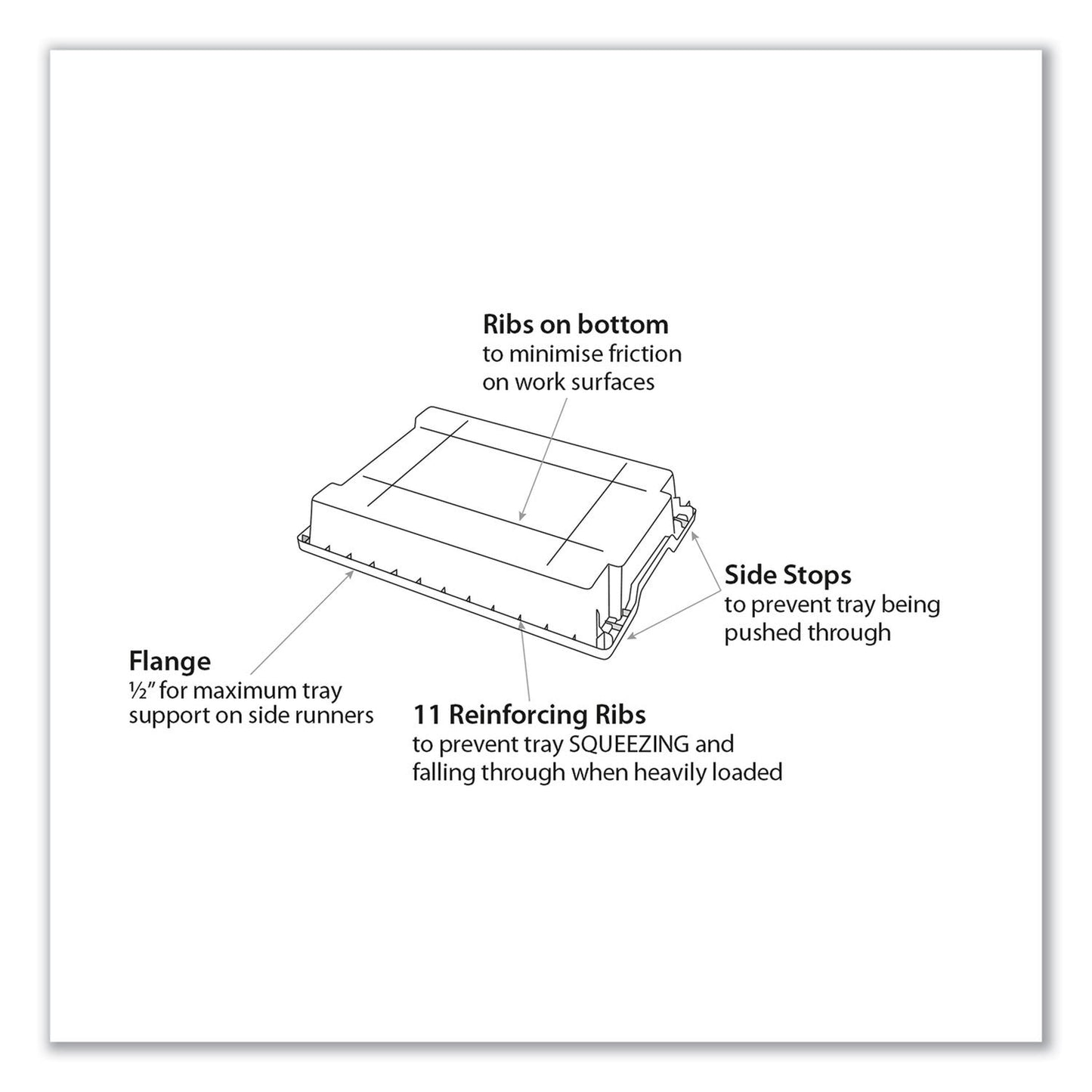 Gratnells F1 Shallow Trays for Gratnells Storage Frames and Trolleys, 1 Section, 1.85 gal, 12.28" x 16.81" x 3.25", Light Gray, 8/Pack (GTSFS0119P8)