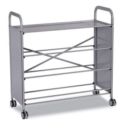 Gratnells Callero Plus Flat Shelf Trolley, Metal, 4 Shelves, 40.6" x 17.3" x 41.5", Silver (GTSSSET0644)