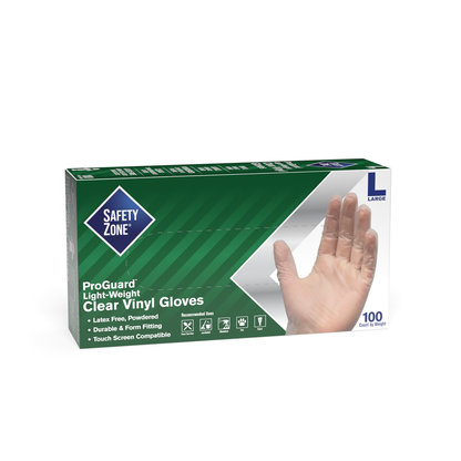 Safety Zone® Vinyl Powdered 2.5 mil Gloves, Clear, Lrg, Case of 1000 (SZNGVDR-LG-HH)