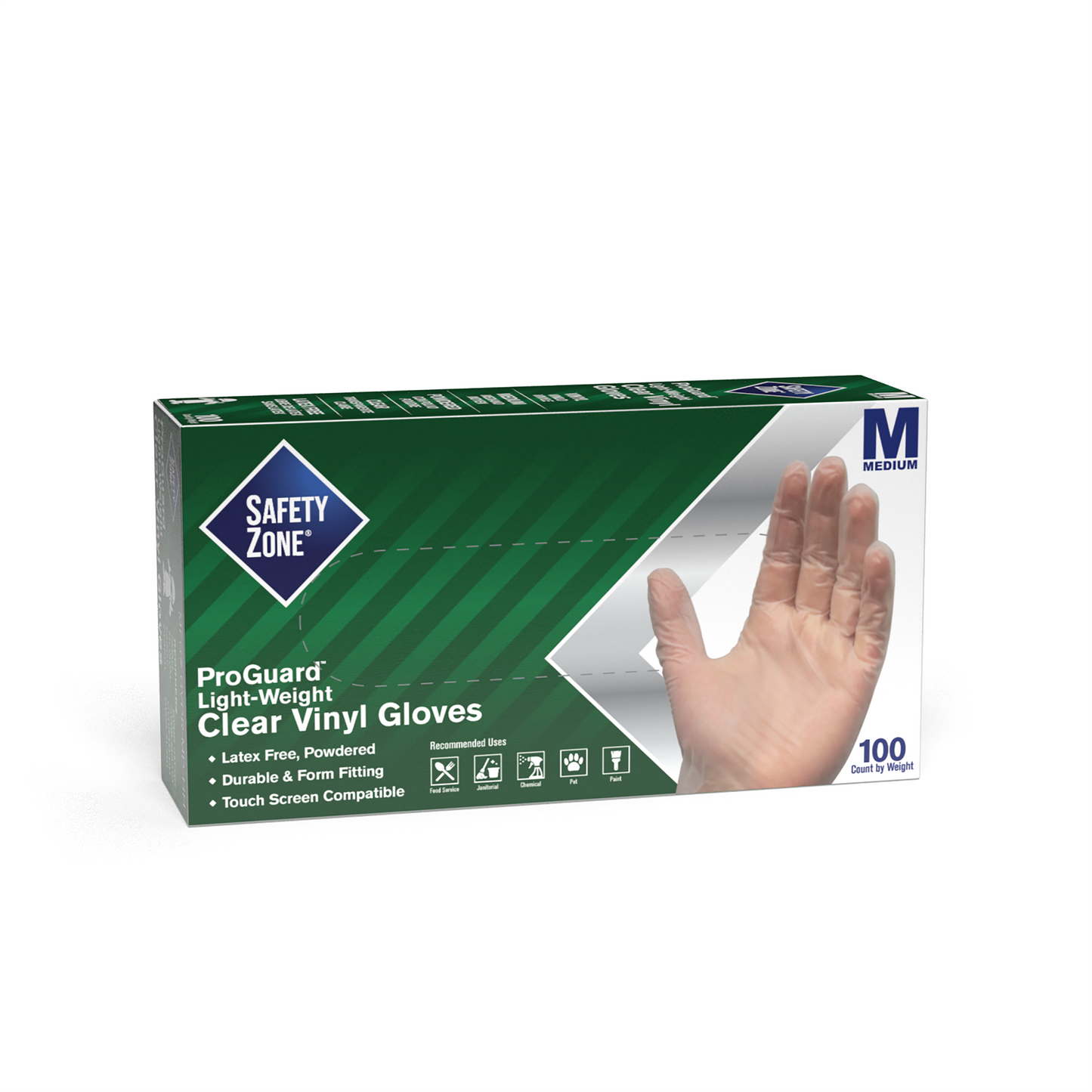 Safety Zone® Vinyl Powdered 2.5 mil Gloves, Clear, Med, Case of 1000 (SZNGVDR-MD-HH)