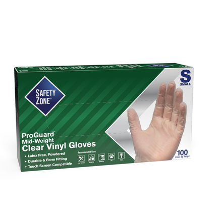 Safety Zone® Vinyl Powdered 3 mil Gloves, Clear, Sm, Case of 1000 (SZNGVDR-SM-1)