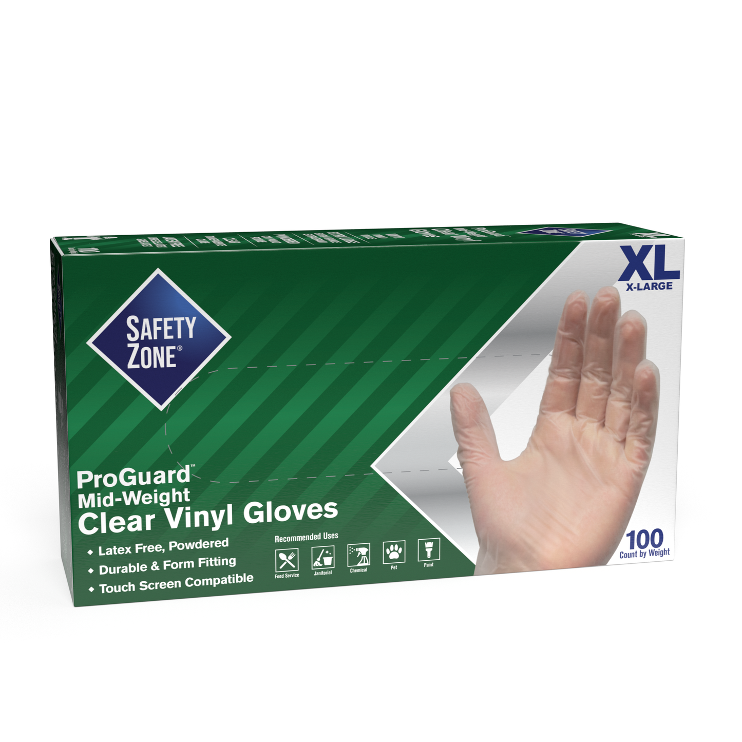 Safety Zone® Vinyl Powdered 3 mil Gloves, Clear, XL, Case of 1000 (SZNGVDRXL1CT)