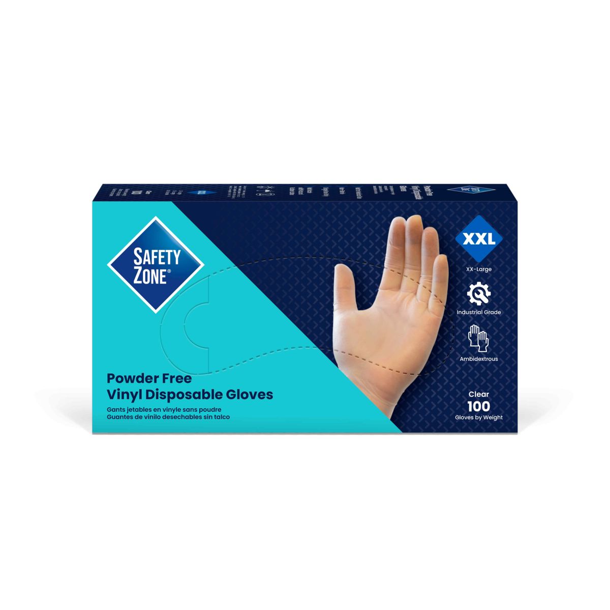 Safety Zone® Premium Vinyl Powder Free 3 mil Gloves, Clear, 2XL, Case of 1000 (SZNGVP9-2X-1C)