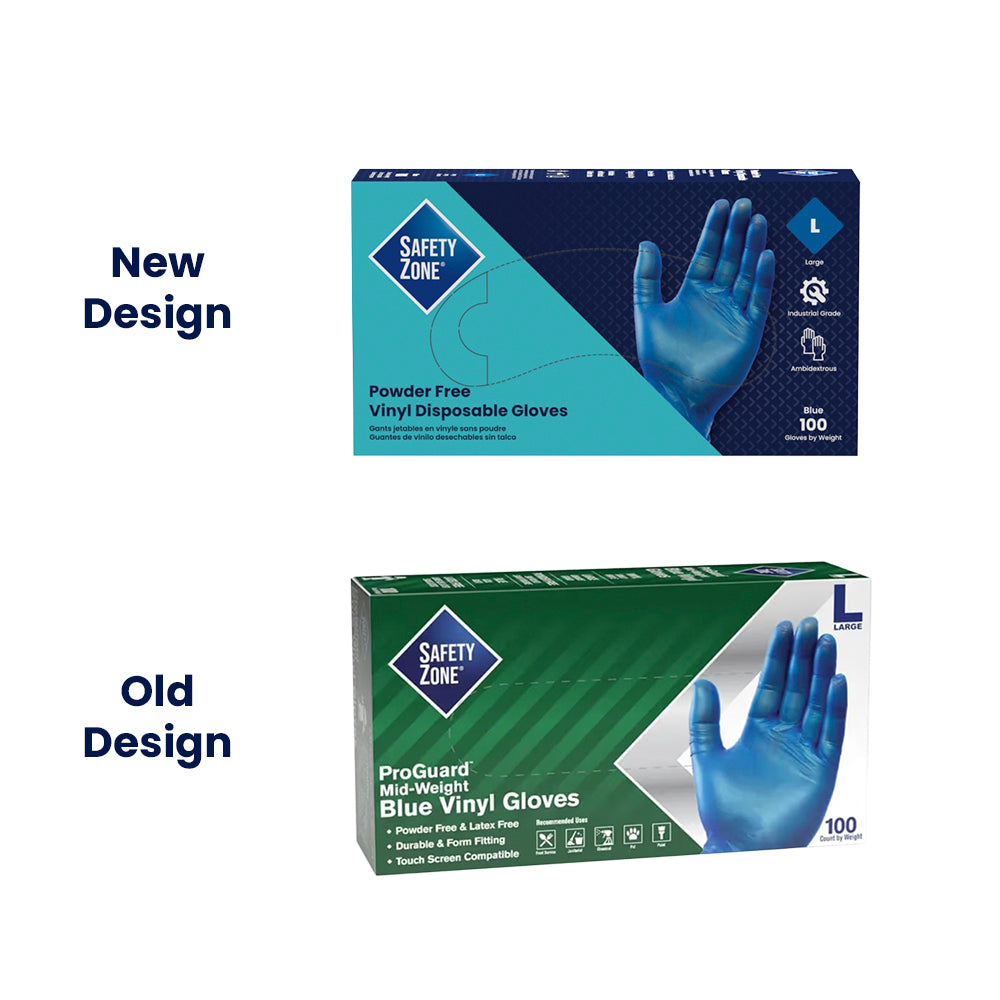 Safety Zone® Vinyl Powder Free 3 mil Gloves, Blue, Lrg, Case of 1000 (SZNGVP9-LG-1-BL)
