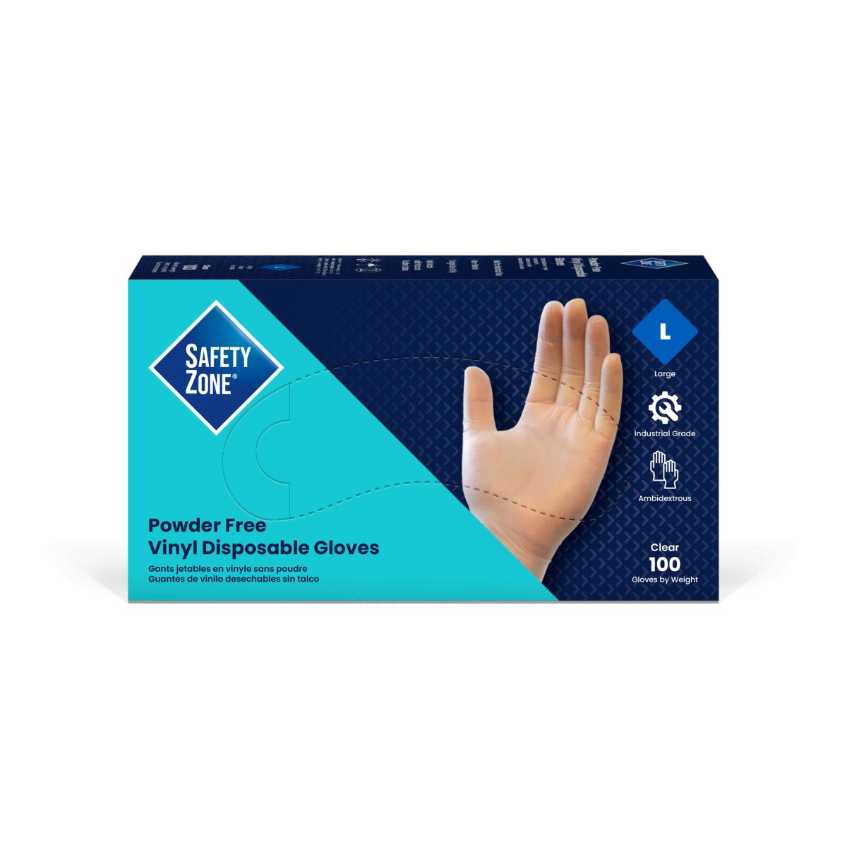 Safety Zone® Vinyl Powder Free 3 mil Gloves, Clear, Lrg, Case of 1000 (SZNGVP9-LG-1)
