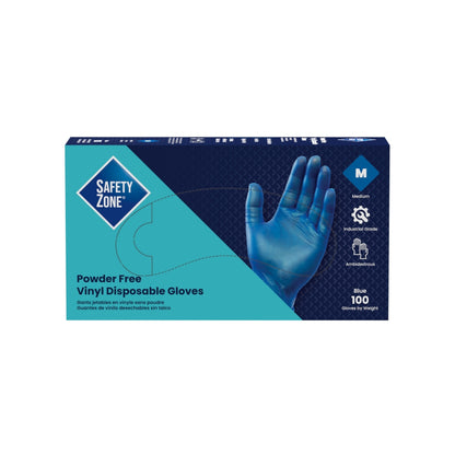 Safety Zone® Vinyl Powder Free 3 mil Gloves, Blue, Med, Case of 1000 (SZNGVP9-MD-1-BL)