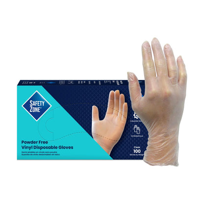 Safety Zone® Vinyl Powder Free 3 mil Gloves, Clear, Med, Case of 1000 (SZNGVP9-MD-1)
